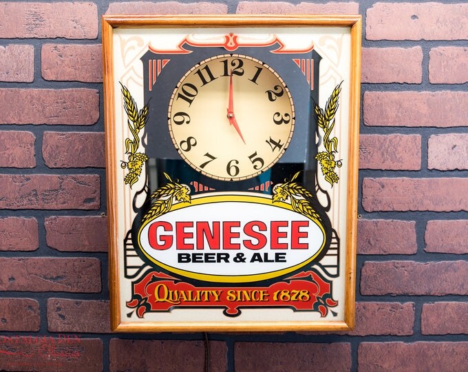 Genesee Beer & Ale Illuminated Clock | Lighted Clock Mirror | Vintage Breweriana