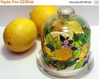 ON SALE Lemon holder Butter server Glass cloche Kitchen container Italian style tray