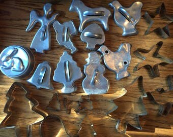 Cookie Cutters Old Aluminum Herald Angel Horse Chick 20 Vintage Old Baking Supplies
