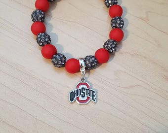 Ohio State Buckeyes OSU ruby and porpoise bracelet