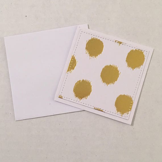 12 Mini Note Cards & Envelopes 3 x 3 Gold Foil