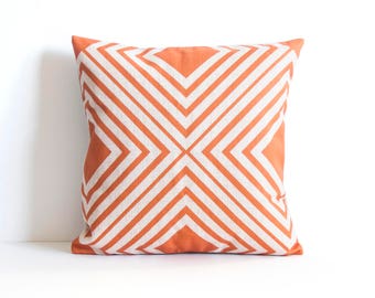 Orange Throw Pillow, Orange Pillow Cover, Square Pattern Pillow Covers, Accent Throw Pillow, Decorative Pillow Cover, Cushion Cover