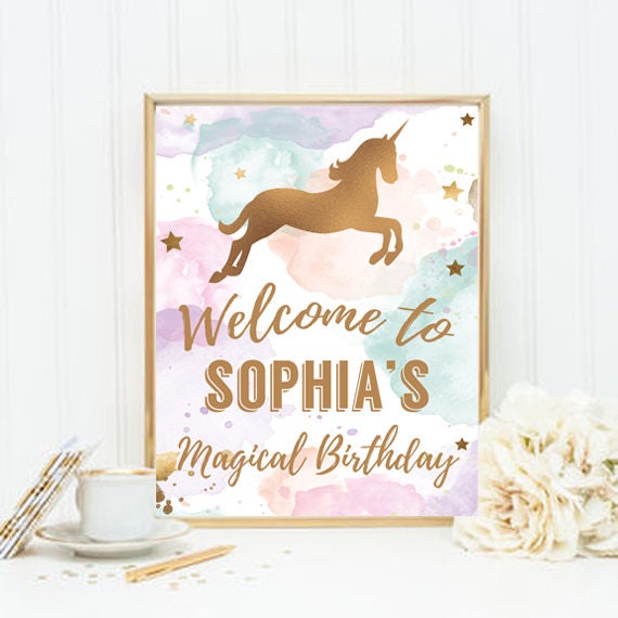 Unicorn Welcome Sign Unicorn Birthday Unicorn Birthday