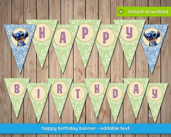 lilo and stitch banner printable happy birthday party banner