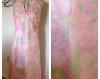 Anniversary Sale Vintage Pastel Floral Halter Dress