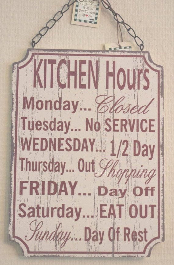 Kitchen Opening Hours Funny Opening Times Sign For Kitchen