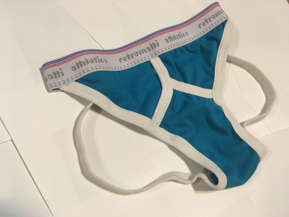 Retro jock strap in cerulean blue mens underwear men