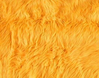Shaggy Faux Fake Fur / Dk Yellow Fabric by the yard (Z2)