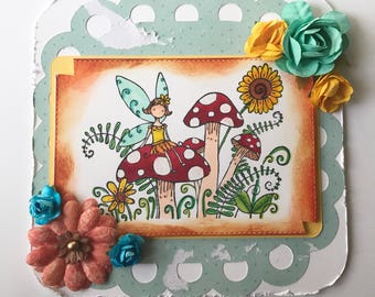 fairy birthday card, handmade greeting card, handmade birthday card, shabby chic card