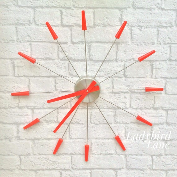 Sputnik Clock Red Sputnik Clock Retro Sputnik Clock Wall