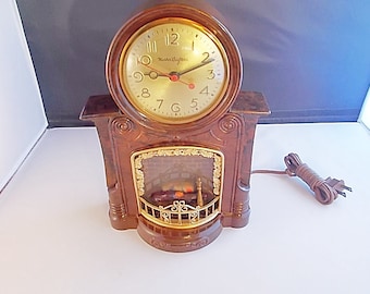 Vintage Mastercrafters Animated Fireplace Clock