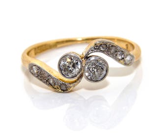 Diamant bague Twist, bague de fiançailles diamant, bague de fiançailles en éthique, Antique bague de fiançailles, bague diamant taille ancienne
