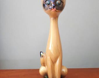 Vintage Gema Long Necked Siamese Cat Large Holland 456