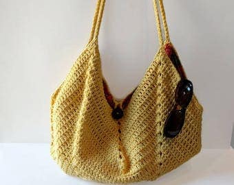 Crocheted Summer bag Handmade bag shoulder bag crossbody bag Cotton bag beach bag tote bag messenger bag women's bag gift for her