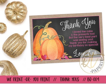 Pumpkin Thank You Card, Pumpkin Birthday Thank You, Pumpkin 1st Birthday Thank You, Little Pumpkin Thank You, Girl Pumpkin Thank You