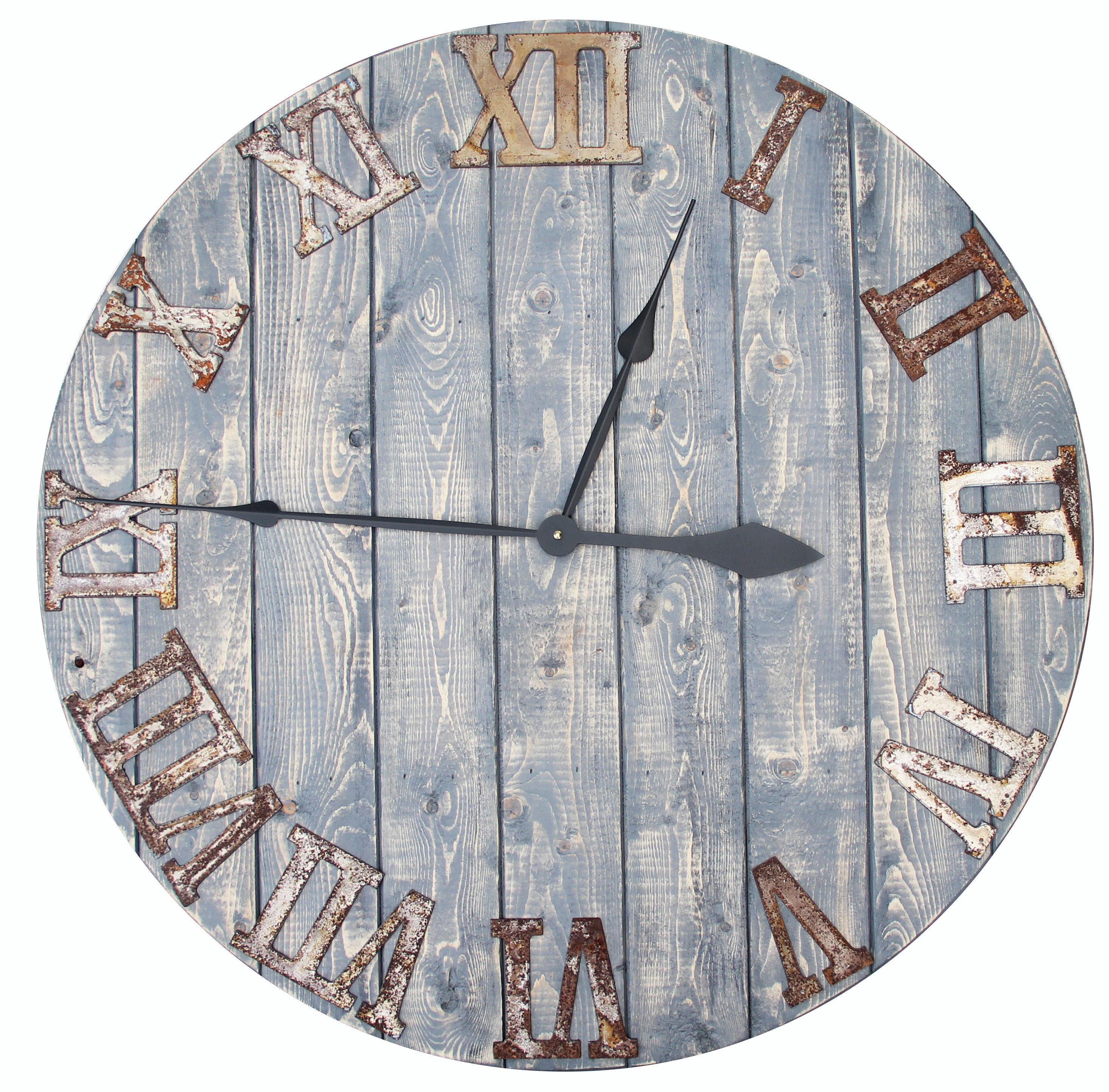 20/36 Oversized Gray wall clock. distressed to look like