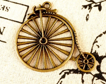 Penny Farthing Bicycle charm 3 antique bronze vintage style pendant bike charm jewellery supplies