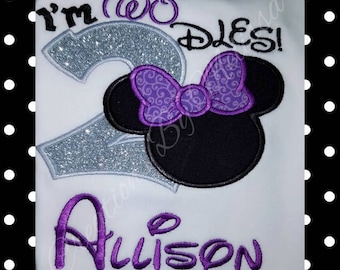 I'm Twodles Minnie Mouse Birthday Shirt/ Minnie I'm Twodles Purple and Silver/ I'm Twodles birthday Shirt/ Minnie Mouse 2nd Birthday shirt