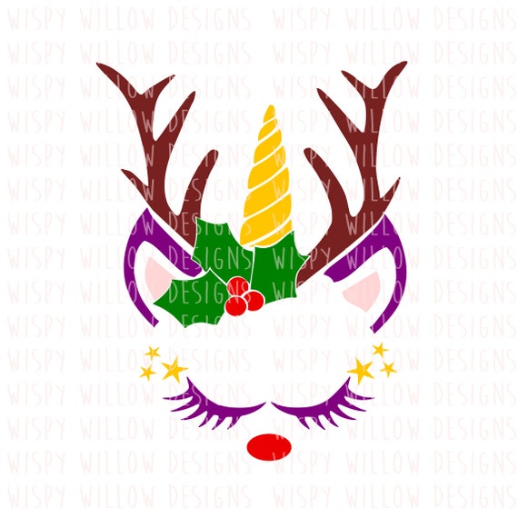 Download Christmas Unicorn SVG DXF png eps PDF Unicorn Holly