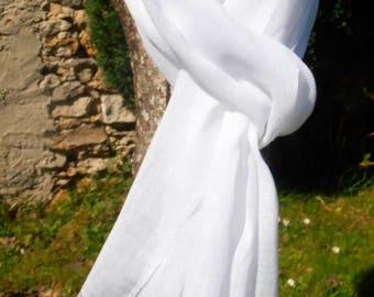 ECHARPE FOULARD CHEICH 100 % lin blanc