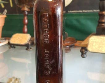 vintage Father John medicine amber medicine bottle