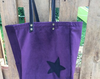 Eggplant suede leather handles handbag