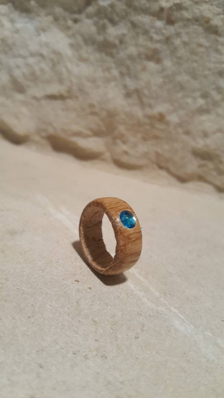 Oak Promise Ring with Swarovski Crystal Jewel Promise Ring