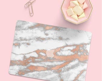 White Rose Gold Marble Macbook Case, Marble Macbook Pro Hard Case, Marble Macbook Air Case, Macbook Pro 13 Case, Macbook Air 13 Hard Case