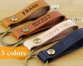 Mens keychain mens personalized key fob fathers day keychain leather key chain personalized custom keychain leather custom leather keychain