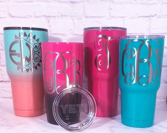 Monogrammed Powder Coated Tumbler - Personalized Powder Coated Yeti, Ozark Trail, RTIC - Custom Powder Coat Tumbler