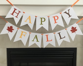 Happy Fall Banner, Fall Banner, Fall Decoration, Seasonal Banner, Seasonal Decoration, Classroom Decoration, Photo Prop