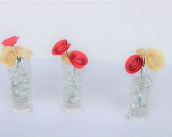Bud Vase Flowers, Paper Flower Bouquet, Baby Shower Flowers, Wedding Flowers, Centerpiece Flowers, Floral Arrangement, Mini Paper Flowers