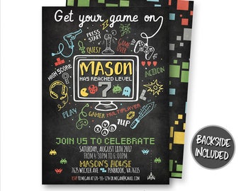 Video Game Invitation, Gaming Invitation, Video Game Party, Video Game Truck Invite, Birthday, Arcade, Digital, Printable, Personalized
