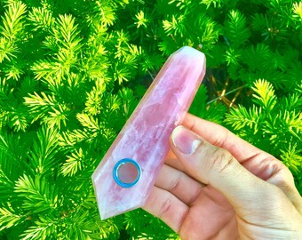 Rose Quartz Pipe, Crystal Pipe, Pink Quartz Pipe, Rose Quartz, Crystal, Rose Quartz Crystal Pipe, Gemstone Pipe