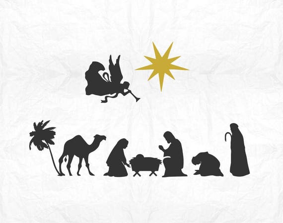 Download nativity scene SVG Clipart Cut Files Silhouette Cameo Svg for