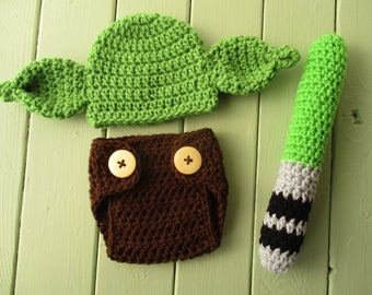 Crochet Yoda Outfit Star Wars Baby Baby Star Wars Star Wars Baby Clothes Star Wars Baby Boy Star Wars Baby Lightsaber Yoda Baby