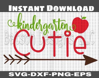 Kindergarten Cutie Back To School File with Apples Instant Download for Cutting Machines | School Back to School Elementary SVG Eps Dxf Png