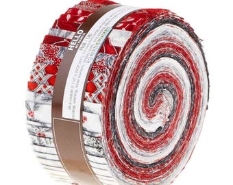Robert Kaufman Holiday Flourish 10 Scarlet Colorstory Roll Up/Jelly Roll by Peggy Toole - 40, 2.5" of Precut Fabric Strips