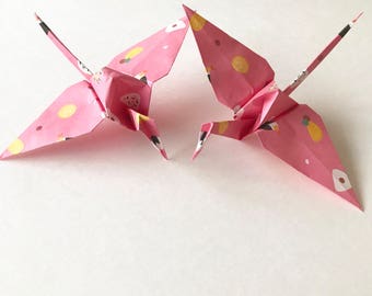 Pink Origami Paper Cranes