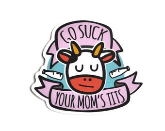 Cow Sticker, Vegan Sticker, Vegan Vinyl Sticker, Cow Vinyl Sticker, Laptop Sticker, Vegan Gift.