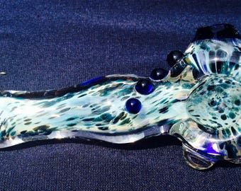 North Star Unobtainium,Periwinkle and Midnight Frit Pyrex Glass Smoking Pipe