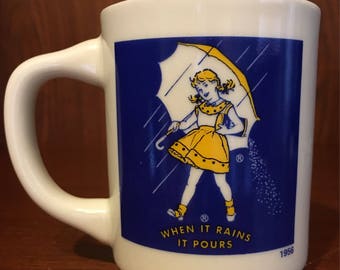 Vintage 1956 Morton's Salt "When It Rains It Pours" coffee/tea mug