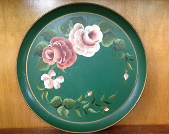 Vintage Hand Painted Metal Tole Tray