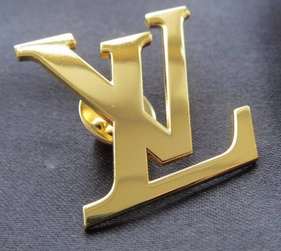 Vintage Louis Vuitton LV Gold Lapel Pin Brooch Badge for Women