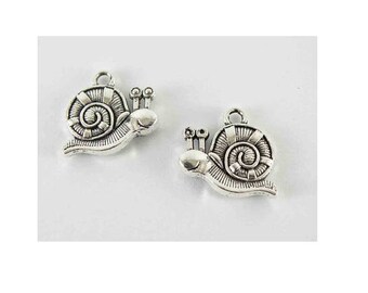 SET of 5 charms silver animal snail (E13)