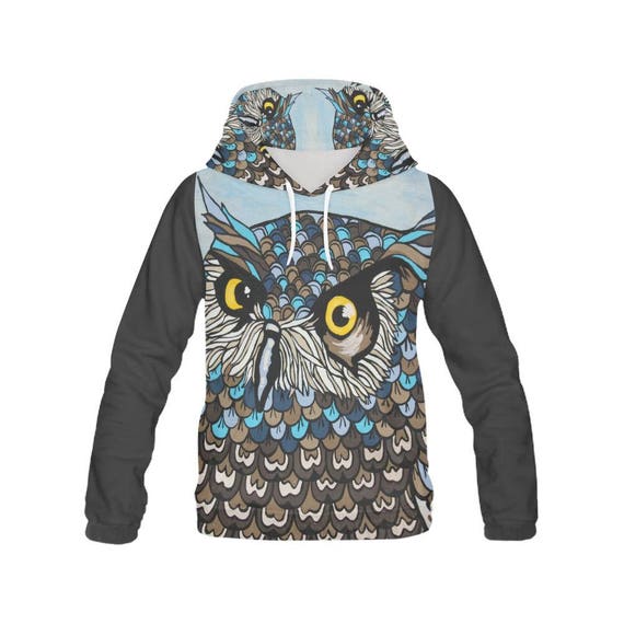 Blue Owl Hoodie All Over Print Hoodie for Men Mens Hoodie Mens