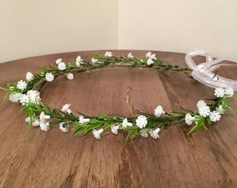 Baby's breath halo, baby flower crown, flower headband, baby's breath crown, thin flower crown, Flower wreath, wedding flower crown
