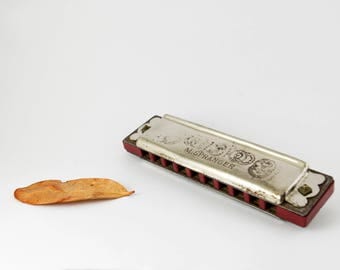 Vintage old harmonica.