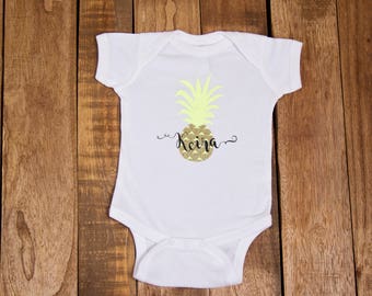 Babyhug 100% Cotton Knit Half Sleeves Pineapple Printed Frock Style Onesie - Pink