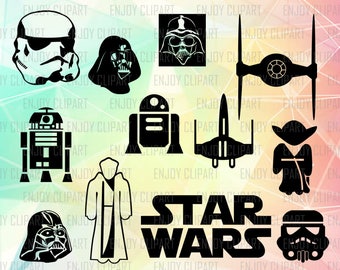 Star Wars Svg Files, Star Wars Decal, Star Wars Silhouette, Star Wars Clip Art, Star Wars Vector, Star Wars Png, Svg Cuts, Cricut Downloads